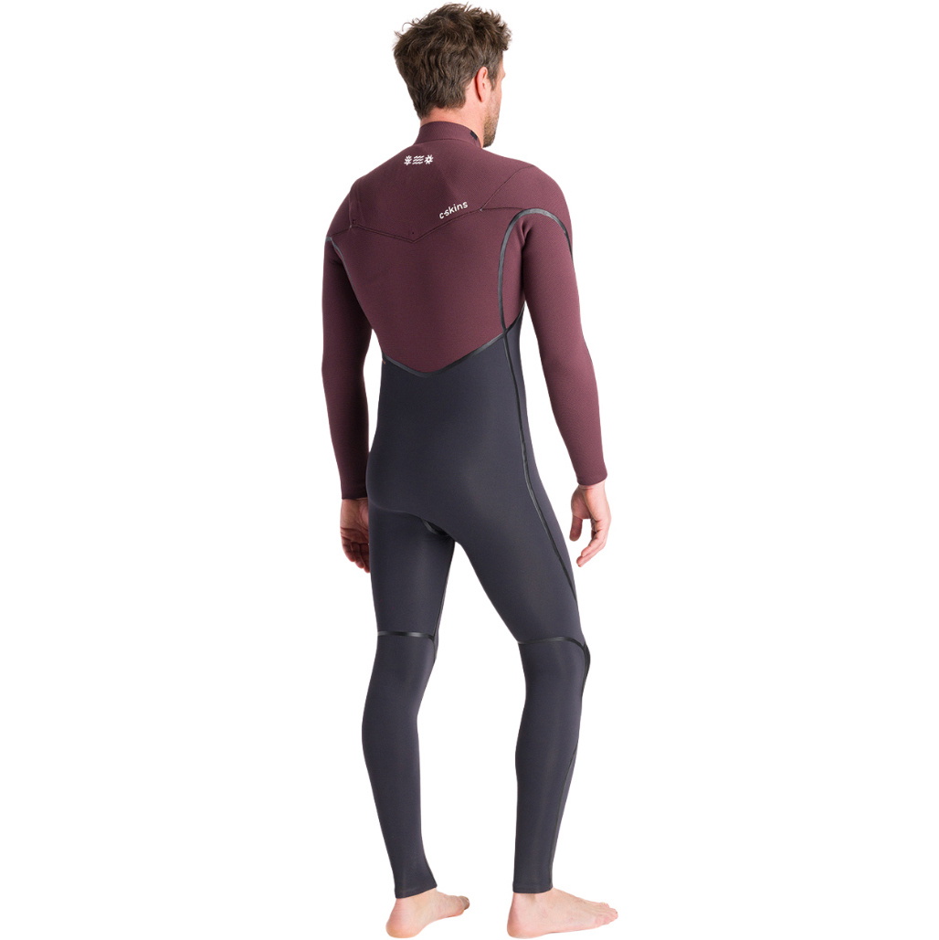 2026 C-Skins Mens Nuwave Wired LQS 4/3mm Chest Zip Wetsuit C-NWI43MCZ - Meteor / Rust X / White